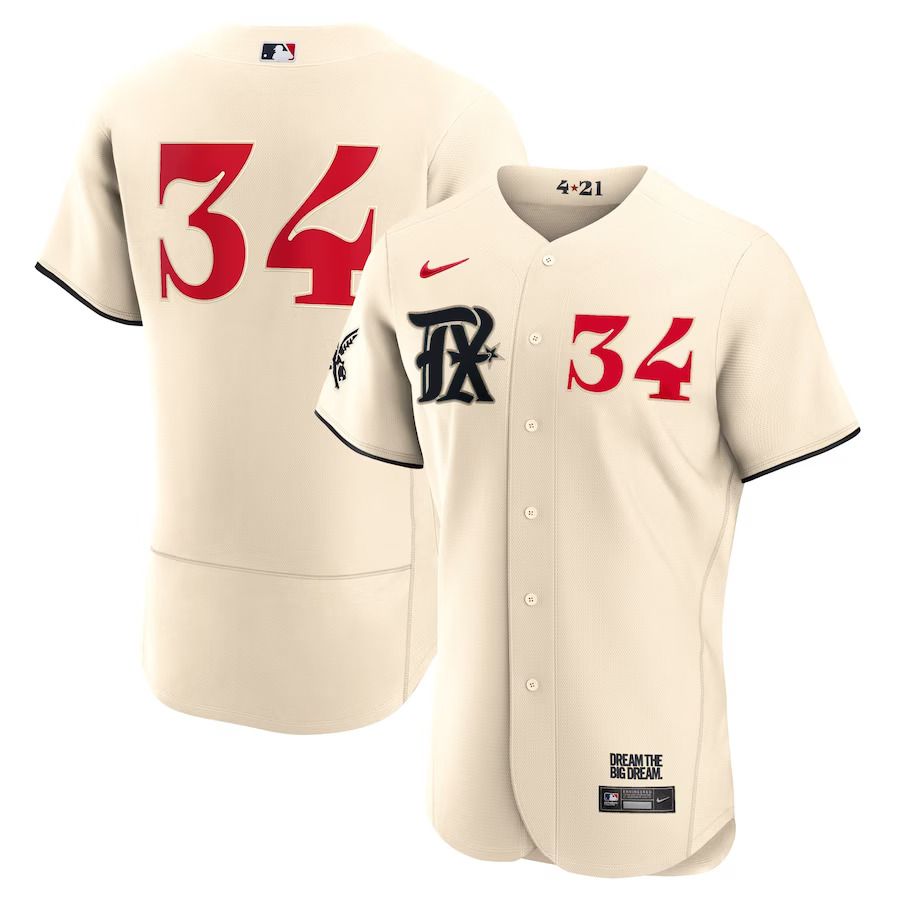 Men Texas Rangers #34 Nolan Ryan Nike Cream 2023 City Connect Authentic Player MLB Jersey->texas rangers->MLB Jersey